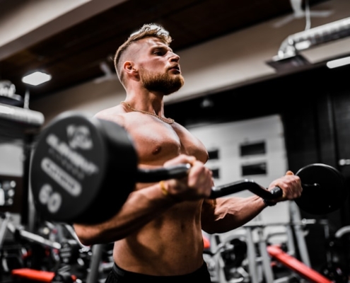 Man performing a bench press